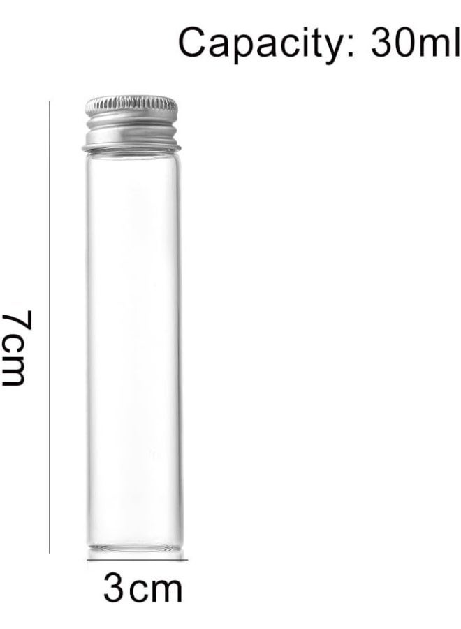 12Pcs 30ml/1oz Empty Clear Glass Bottles With Screw Aluminum Cap Small Glass Vials Mini Tiny Jars Message Sample Bottle for Essential Oil Powders Art Craft Decor Wedding Favors - Image 2
